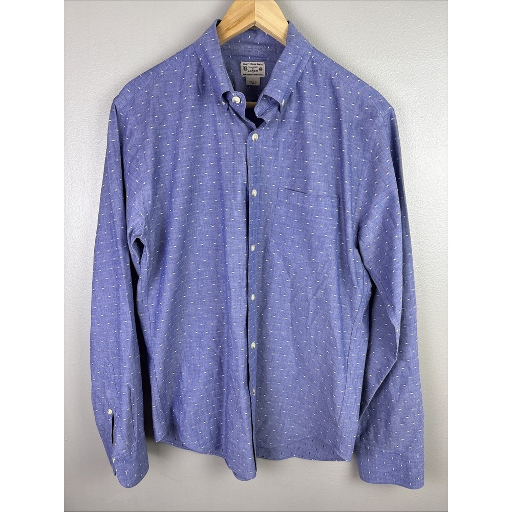 Taylored By J Crew Men's Button Down Shirt Geometric Print Blue L/S Size M